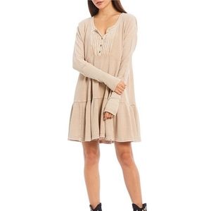 Free People Jolene Waffle Knit Cotton Mini A-Line